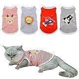 ShuRung 4 Pack Dog Shirts Dog Tank Tops Cute Pattern Cat Dog Summer Vest Shirt Dog Stripe Sleeveless T-Shirt Pet Soft Breathable Clothes for Cats Small Medium Dogs S