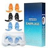 Waterproof Swimming Ear Plugs for Adults, 3 Pairs Reusable Silicone Swimmer Earplugs, Ear Protection for Showering Swimming Bathing Surfing and Other Water Sports