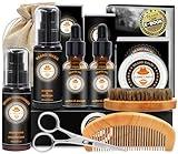 XIKEZAN Upgraded Beard Grooming Kit w/Beard Conditioner,Beard Oil,Beard Balm,Beard Brush,Beard Wash,Beard Comb,Beard Scissor,Bag,E-Book,Beard Care Daddy Gifts for Men Him Dad Husband Boyfriend