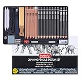 PANDAFLY Drawing Sketching Pencil Set, 42 Pack Pro Art Pencil Kit with Graphite Pencils (14B-4H), Charcoal Pencil, Ideal for Shading, Blending, Drawing Set for Beginners & Pro Artists