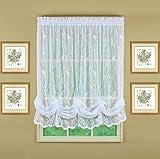 Today's Curtain, Songbird Semi-Sheer Lace Balloon Shade, White, 57" W x 63" L