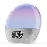 WiiM Wake-up Light, Alexa Built-in, Unlimited Sound Choices, All-in-One Sunrise Alarm Clock, Sound Machine, Sleep Routines and More - Polished Silver