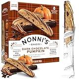 Nonni's Dark Chocolate Pumpkin Biscotti Holiday Cookies - Pumpkin Cookies - Pumpkin Biscotti w/Cinnamon Icing - Biscotti Individually Wrapped Chocolate Pumpkin Spice Cookies - Kosher Coffee Cookies 6.88 oz