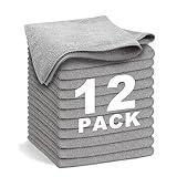 WEAWE Gray Microfiber Cleaning Cloth 13"x13", Ultra Soft Absorbent Microfiber Cleaning Rags for Housekeeping Cleaning Supplies, Lint Free Reusable Cleaning Cloths for House Washable, Pack of 12