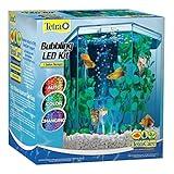 Tetra Bubbling LED Aquarium Kit 1 Gallon, Hexagon Shape, With Color-Changing Light Disc