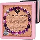 LEJIAJINW Heartwarming Sympathy Gift for Loss of Love One Healing Bracelets for Women Get Well Soon Gifts Grief Bereavement Memorial Gifts for Loss of Mom Husband Brother Dad Father Purple Gifts