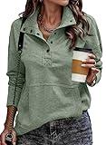 SHEWIN Plus Size Sweatshirt for Women Loose Fit Casual V Neck Pullover Sweatshirts Lightweight Fall Long Sleeve Tops for Women 2024,US 24-26(3XL),Green