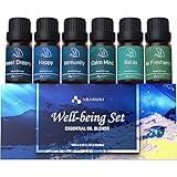 ASAKUKI Essential Oil Blends, Essential Oils Set for Diffusers for Home, Well-Being Kit- Calming, Dreams, Breathe, Relaxing, Mood, Fresh Air Aromatherapy Oils for Humidifiers, Massage, 6x10ml