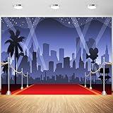 10x8ft Red Carpet Backdrop Movie Night Stage Light Photography Background Celebrity Event Party Premiere Banner Kid Adult Artistic Portrait Decorations Supplies Photo Booth Props