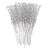 60 Pieces Pearl Stick Stems Bouquets, 4mm Bead String Garland Beaded Spray Filler Floral Arrangements Tree Picks Wedding Party Decoration, Christmas Decorations, Christmas Tree Picks (Silver)