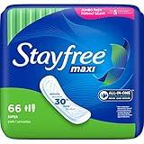 Stayfree Maxi Pads for Women, Super - 66 Count