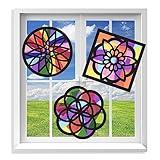 VHALE Suncatchers Craft 3 Sets (9 Cutouts) w Tissue Papers Stained Glass Effect Paper Sun Catcher Kit, Window Art, Classroom Crafts, Creative Art Projects, Kids Party Favors (Mandala)