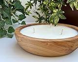 Bonneville Handmade Candles | Willow Wood Bowl | 7 1/2" x 2" Hand Poured, 3 Wick Round Dough Bowl | Up to 35 Hour Burn Time | 100% Soy Wax Scented Candle Anniversary Holiday (Apple Maple Bourbon)