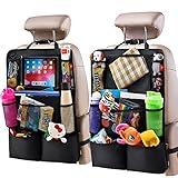 Helteko Backseat Car Organizer, Kick Mats Back Seat Protector with Touch Screen Tablet Holder, Back Seat Organizer for Kids, Travel Accessories with 9 Storage Pockets 2 Pack, Black