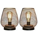 JHY DESIGN Set of 2 Metal Cage LED Lantern Battery Powered Cordless Accent Light with LED Great for Weddings Parties Patio Events for Indoors Outdoors