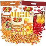 Sweetzo Halloween Candy Corn Pumpkin Pie and Hot Apple Cider Flavored Jelly Beans, Assorted Fall Mix Candy, Vegetarian and Kosher Certified Goodie Bag Fillers, Pack of 3