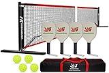 Hoverphenix Pickleball Set with Net for Driveway, Portable Regulation Size Pickleball Net System with Paddle Set of 4, Outdoor Pickleballs, Carry Bag, Weather Resistant Metal Frame