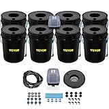 VEVOR DWC Hydroponic System, 5 Gallon 8 Buckets, Deep Water Culture Growing Bucket, Hydroponics Grow Kit with Pump, Air Stone and Water Level Device, for Indoor/Outdoor Leafy Vegetables