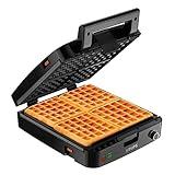 KRUPS: Waffle Maker, Stainless Steel, 4 Slices, 1200 Watts Square, 5 Browning Levels, Removable Plates, Dishwasher Safe, Belgian Waffle Silver and Black