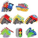 Blulu 40 Pcs Transportation Birthday Party Decorations Classroom Decor DIY Car Cutout Cardboard Cutout Car Bus Train Plane Ship Helicopter Fire Truck Traffic Light Photo Prop with Glue Point Dot