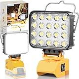 PRIORARE Cordless 20 LED Work Light for Dewalt 18/20V Battery, 54W 7600 Lumen Led Flood Light Outdoor 2 Brightness with USB-A&Type C Charging Port, Battery Protection Switch Rechargeable Work Lights