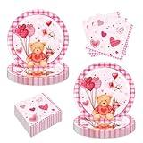 48Packs Valentine's Day Party Supplies,24 Plates and 24 Napkins,Saint Valentine's Day Birthday Party Decorations for Valentine's Day Party Supplies