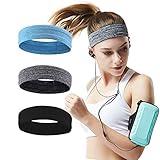 QiShang 3Pack Sweat Bands Headbands for Women Workout, Women's Fashion Non Slip Headband, Moisture Wicking Sweatband for Sports Running Athletic Yoga