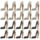 WAY DENG 20-pack Enamel Rhinestones High Heels Charms Dangles Metal Gold Women Shoes Bracelets Earrings Necklaces Pendants Craft Making Jewelry Accessories 18x14mm