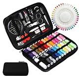 JUNING Sewing Kit with Case, 130 pcs Sewing Supplies for Home Travel and Emergency, Kids Machine, Contains 24 Spools of Thread, Mending and Sewing Needles, Scissors, Thimble, Tape Measure etc