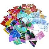 LITMIND 2.2LB Iridescent Stained Glass Pieces - Irregular Mosaic Glass Pieces and Broken Stained Glass Scraps for Crafts in Assorted Colors and Shapes