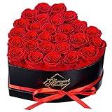 GLAMOUR BOUTIQUE 27-Piece Forever Flower Heart Shape Box - Preserved Roses, Immortal Roses for Her Eternal Rose Preserved Flowers for Delivery Prime Mothers Day & Valentines Day - Red