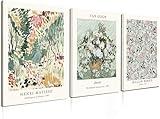 Induslyfe Framed Sage Green Vintage Wall Art Canvas Decor Set of 3, Matisse Wall Art Prints Posters Mid Century Modern Art, Aesthetic Floral Botanical wall art for bedroom, living room, bathroom 12x16