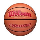 WILSON Evolution Indoor Game Basketball, Scarlet, Size 7 -29.5"