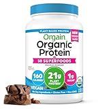 Orgain Organic Vegan Protein + 50 Superfoods Powder, Creamy Chocolate Fudge - 21g Plant Based Protein, 10g Prebiotic Fiber, No Lactose Ingredients, Gluten Free, Non-GMO, 2.02 lb (Packaging May Vary)