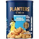 PLANTERS Deluxe Lightly Salted Whole Cashews, Party Snacks, Plant-Based Protein, Quick Snack for Adults, After School Snack, Roasted Cashew, Flavored with Sea Salt, Kosher, 1lb 2.25oz Canister