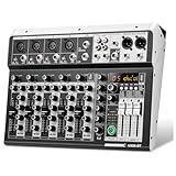 6 Channel Audio Interface Sound Board Mixing Console 16-Bit DSP DJ Mixer Audio Reverb Effect +48V Phantom Bluetooth Studio Audio Mixer For Karaoke Studio Streaming Recording