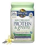 Garden of Life Raw Organic Protein & Greens - Vanilla - Vegan Protein Powder for Women and Men, Plant Protein, Pea Protein, Greens & Probiotics - Dairy Free, Gluten Free Low Carb Shake, 20 Servings