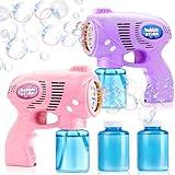 JOYIN 2 Bubble Guns with 2 Bottles Bubble Refill Solution, Bubble Machine Gun for Kids, Toddlers, Bubble Blaster Party Favors, Summer, Outdoors Activity, Wedding, Easter, Birthday Gift