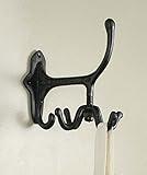 CTW Decorative Cast Iron Metal Spinning Wall Mount Hook, Vintage Inspired from 1895 Decor, Black