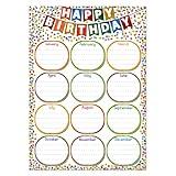 Fsaoor Confetti Happy Birthday Chart Poster for Classroom Decorations Class Birthday Calendars Birthday Chart Bulletin Board Decorations Posters for Back to School Teaching Supplies