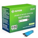 AUVON DS-W Draw-in Blood Glucose Test Strips for use with AUVON DS-W Diabetes Sugar Testing Meter (No Coding Required, 100 Count)