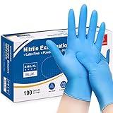 Schneider Nitrile Exam Gloves, 4mil, Blue, Large 100-ct Box, Disposable Latex / Powder-Free, Food Safe Rubber Medical / Cleaning Gloves for Cooking & Food Prep, Non-Sterile