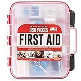 M2 BASICS Professional 350 Piece Emergency First Aid Kit | Business & Home Medical Supplies | Hard Case, Dual Layer, Wall Mountable | Office, Car, School, Camping, Hunting, Sports