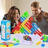 Tetra Tower Game, 48PCS Balance Stacking Blocks Game for Kids & Adults Stack Attack Board Game 2+ Players for Friends Classroom Family Game Night and Parties Team Building 3D Tetratower Games Toy