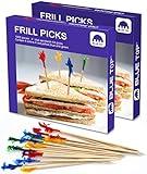 BLUE TOP Wood Frill Picks Toothpicks 4 Inch Value Pack 2000pcs, Wood Frill toothpicks decorative Cocktail Party Toothpicks for Fruit,Appetizers,Club Sandwiches,Great for Valentine's Day and Parties.