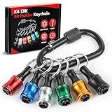 Push to Unlock,Katerk 6pcs 1/4 inch Hex Shank Aluminum Alloy Screwdriver Bit Holder Light-Weight Quick-Change Extension Bar Keychain Drill Screw Adapter Portable,Black Carabiner,Tool Gifts for Men