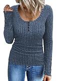 Grace's Secret Fall Outfits Women Trendy Sweaters Long Sleeve Tops Blouses Dressy Casual Thermal Shirts Blue XL