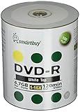 Smart Buy 100 Pack DVD-R 4.7gb 16x White Top (Non-Printable) Blank Data Video Movie Record Disc, 100 Disc 100pk