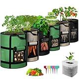 MEKOLIFE Grow Bags 6Pack - 10 Gallon Potato Grow Bags with Window to Harvest, Thickened Fabric Pots with Handles, Garden Bags to Grow Vegetables, Potatoes Tomato Chili Carrot