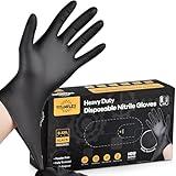 TitanFlex Heavy-Duty Black Disposable Nitrile Gloves, Box of 100, 6-mil, Fully Textured, Powder-Free, Latex-Free, Non-Sterile